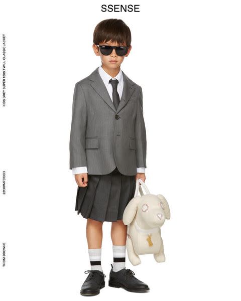<p>Age range: 2-12 years</p><p>If your little ones are already displaying a penchant for a smarter style, look straight to Thom Browne's new kidswear collection.</p><p><a class="link " href="https://www.ssense.com/en-gb/everything-else/designers/thom-browne/kids" rel="nofollow noopener" target="_blank" data-ylk="slk:SHOP THOM BROWNE KIDS;elm:context_link;itc:0;sec:content-canvas">SHOP THOM BROWNE KIDS</a></p><p><a href="https://www.instagram.com/p/Cbftmcplnqf/" rel="nofollow noopener" target="_blank" data-ylk="slk:See the original post on Instagram;elm:context_link;itc:0;sec:content-canvas" class="link ">See the original post on Instagram</a></p>