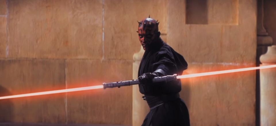 Darth Maul igniting his double-ended lightsaber in "Star Wars: Episode I - The Phantom Menace"