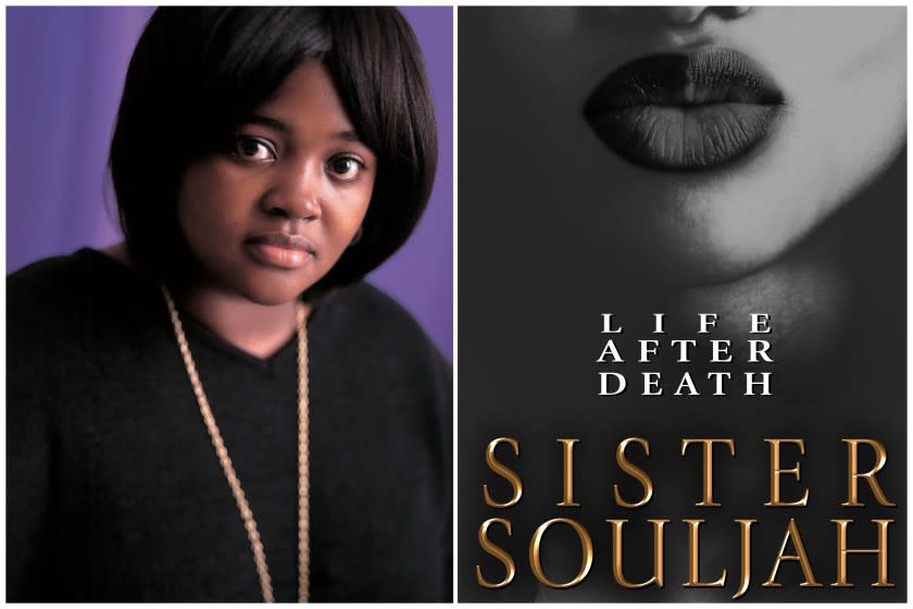 A diptych of author Sister Souljah and her book jacket for "Life After Death." Credit: Brian Velenchenko/Atria/Emily Bestler Books