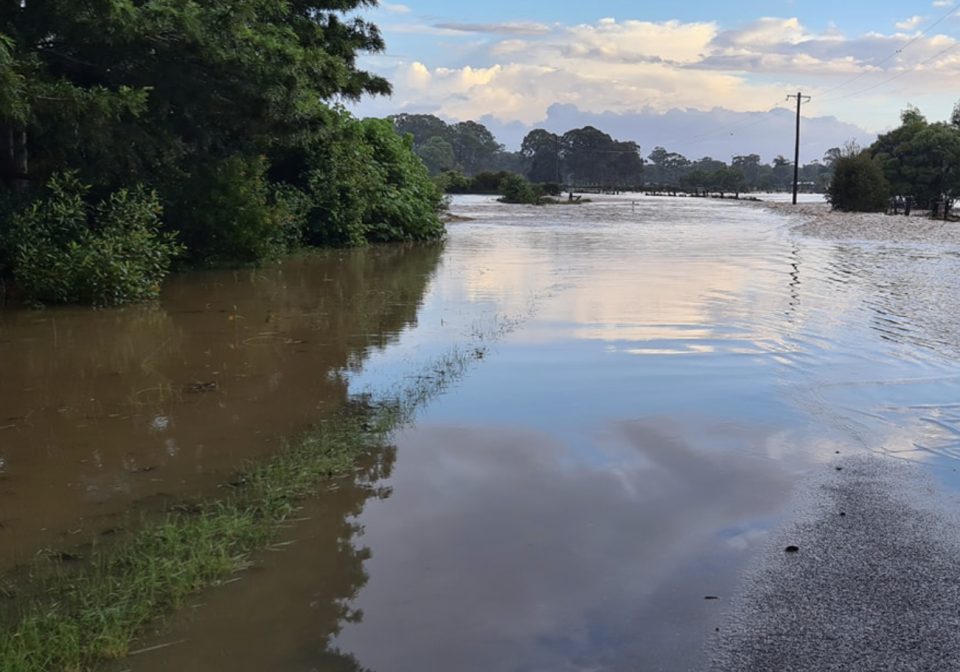 Seen is the flood waters in Corindi. Source: Facebook