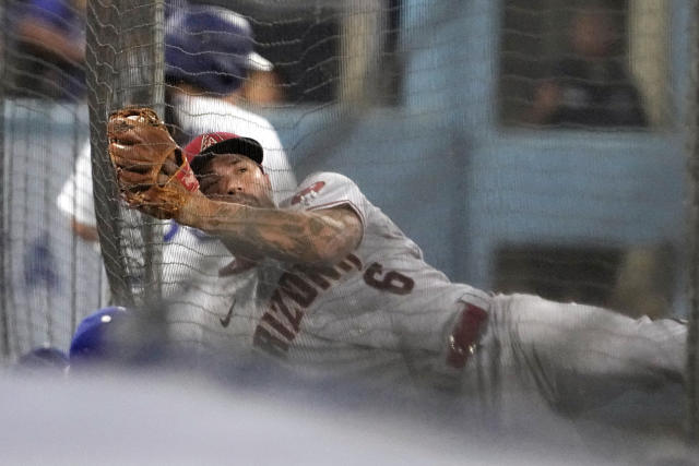 Los Angeles, United States. 28th Aug, 2023. Los Angeles Dodgers right  fielder Jason Heyward (23) celebrates with David Peralta after hitting a  two-run home run in the sixth inning of the 7-4