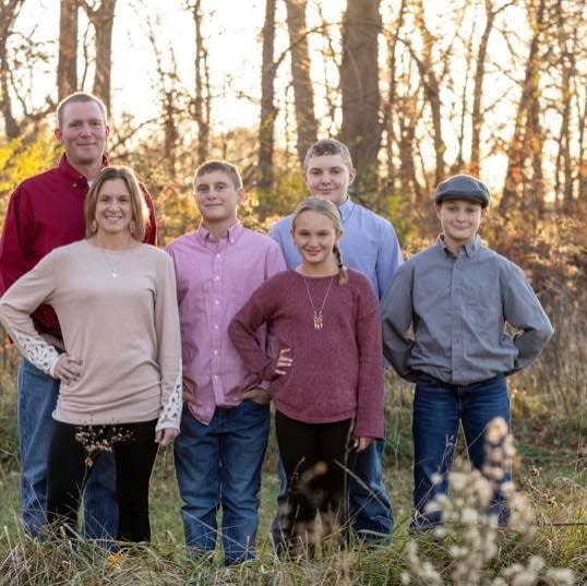 The Pope family, Brad, left, Melissa, Drew, Aubrey, Seth and Kyle, lives on a Century Farm in the Lykens area. Melissa is an intervention specialist at Wynford Elementary School.