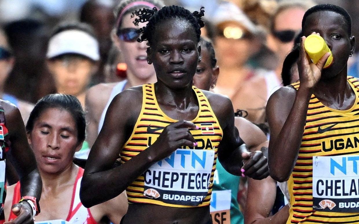 Uganda's Rebecca Cheptegei in action during the women's marathon final at the World Athletics Championship, Budapest, August 26