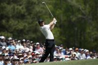 Rory McIlroy of Northern Ireland hits off the 12th tee during second round play of the 2018 Masters golf tournament at the Augusta National Golf Club in Augusta, Georgia, U.S., April 6, 2018. REUTERS/Mike Segar