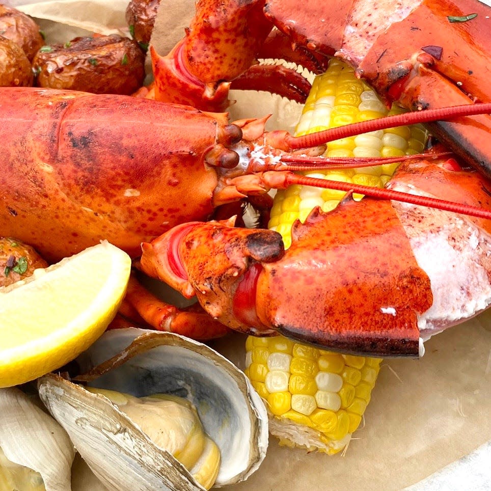 At Mac's on the Pier you can order a 1.5- or 2-pound lobster with the clambake.