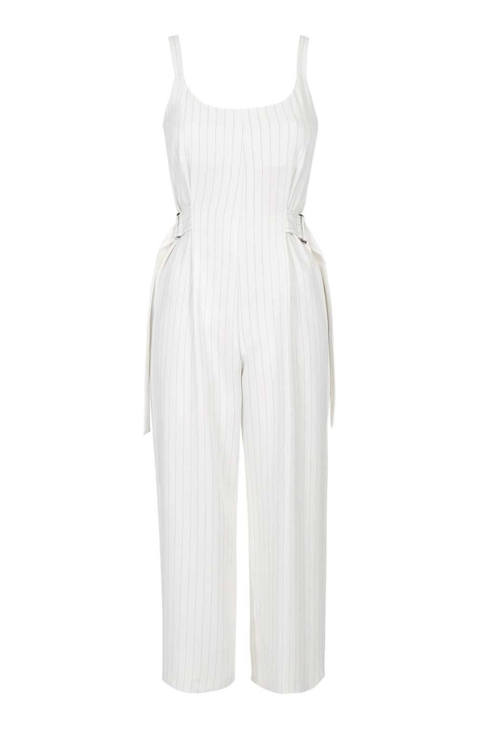 Belted Pinstripe Jumpsuit