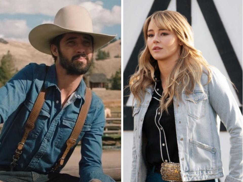 Ryan Bingham as Walker and Hassie Harrison as Laramie in "Yellowstone."