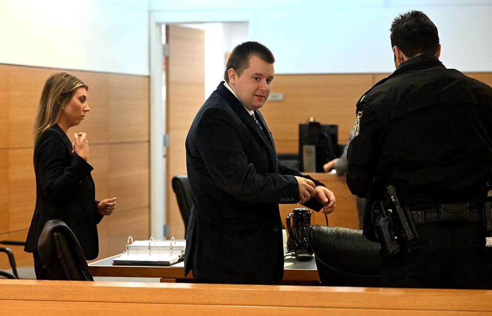 Nicholas Koontz, 23, at the Manatee County Judicial Center during his trial for murder. Koontz is charged with murder after allegedly shooting Timothy Andricks, 31, who was found lying in the road with multiple gunshot wounds on Oct. 12, 2021.