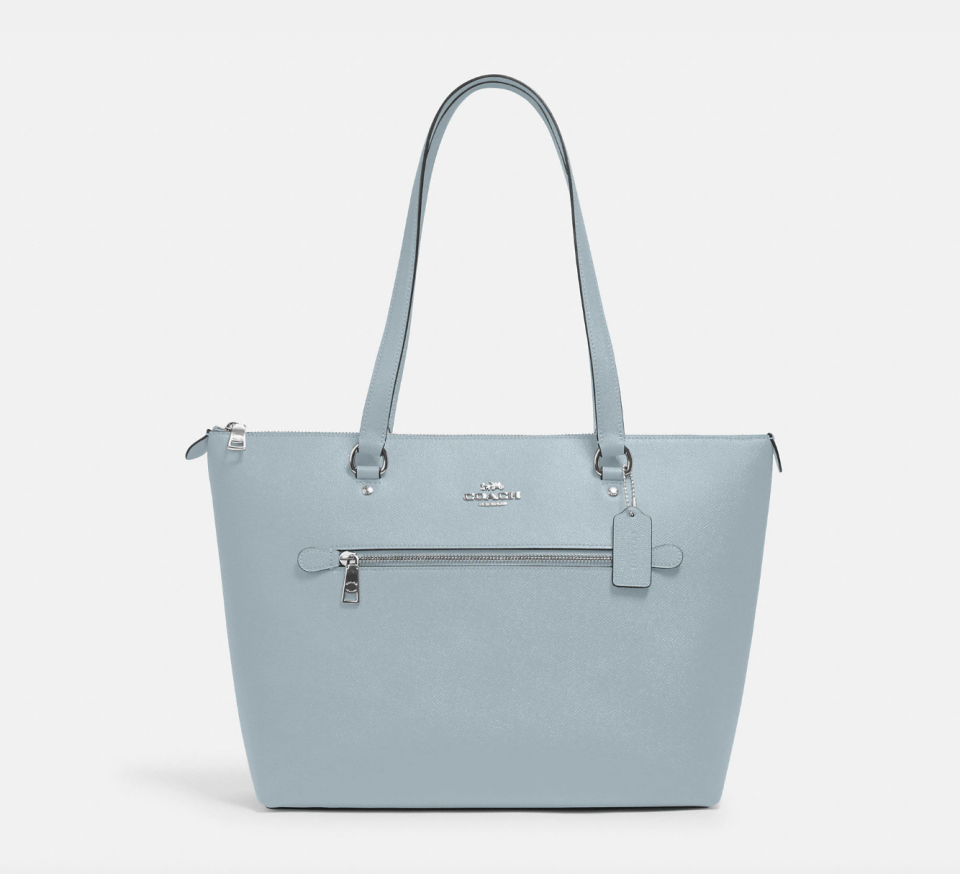 Gallery Tote in Silver/Powder Blue (Photo via Coach Outlet)