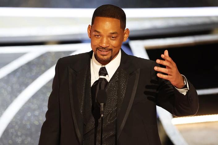 Will Smith accepts the award for Best Actor during the Oscars.