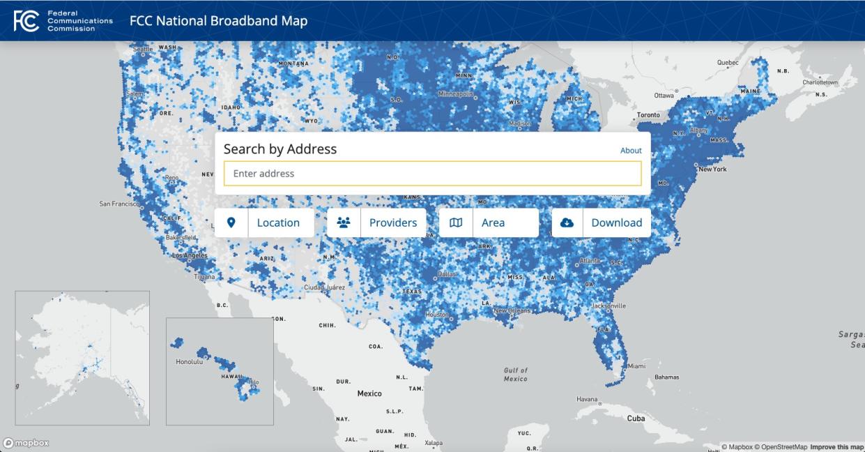  Screenshot of the FCC's National Broadband Map 