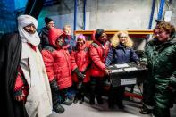 Norway's Prime Minister Erna Solberg, Agriculture and Food Minister Olaug V. Bollestad and Ghana's President Nana Akufo-Addo visit Svalbard's global seed vault in Longyearbyen