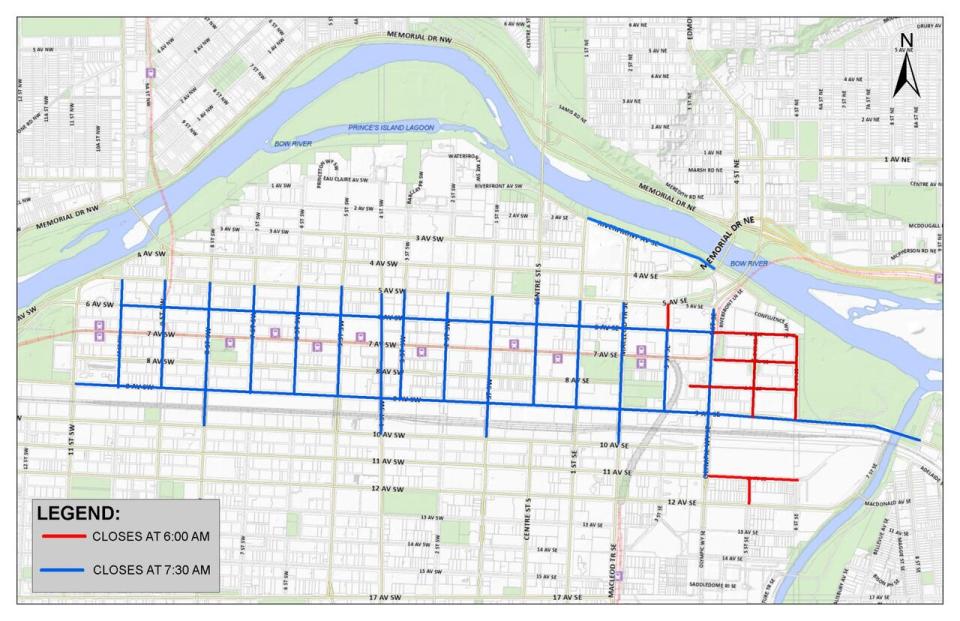 A number of roads will be closed for the Calgary Stampede parade on Friday.