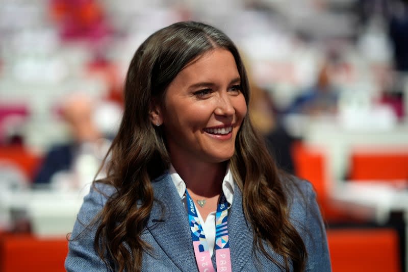 Salt Lake City Mayor Erin Mendenhall smiles as she attends the IOC session at the 2024 Summer Olympics, Wednesday, July 24, 2024, in Paris, France. | David Goldman