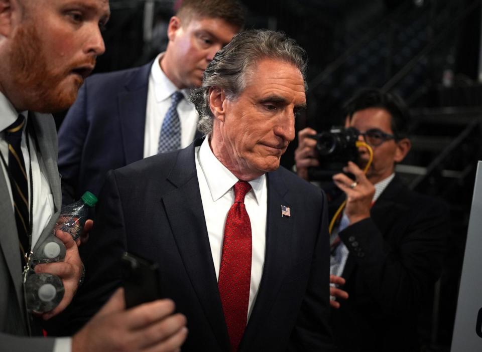 PHOTO: Gov. Doug Burgum speaks to reporters June 27, 2024 in Atlanta, Georgia. (Andrew Harnik/Getty Images)