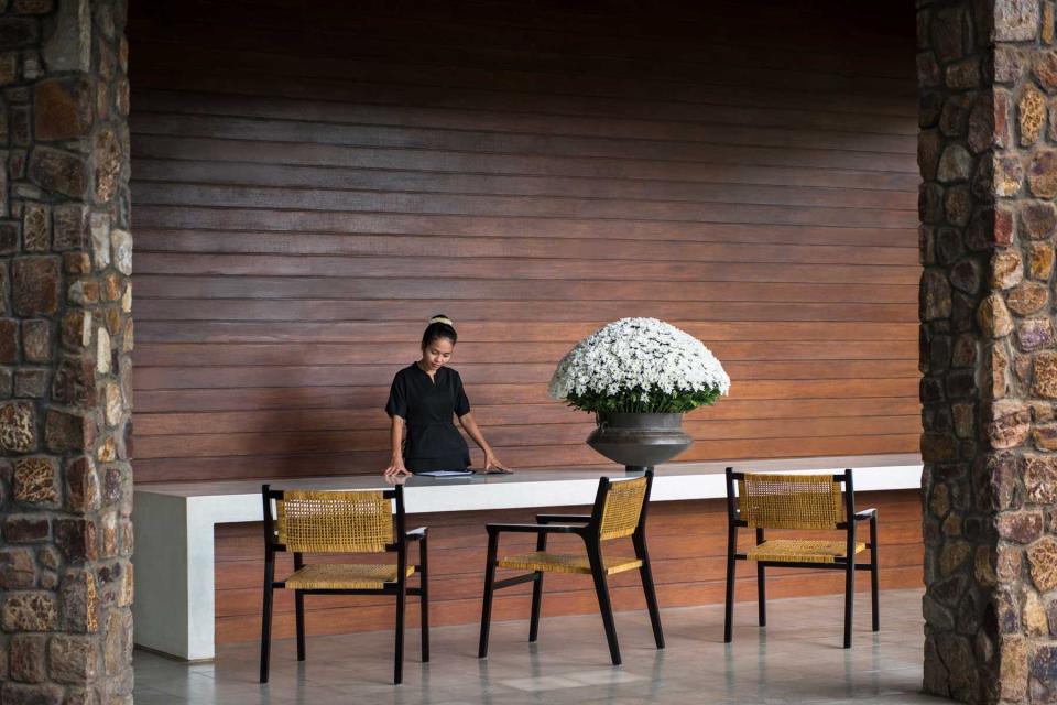 Reception area at the Amansara resort in Cambodia