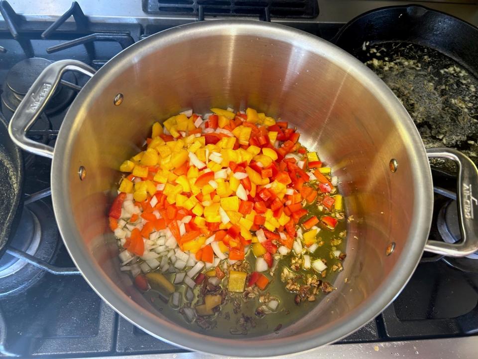 Cooking veggies for Best Damn Chili