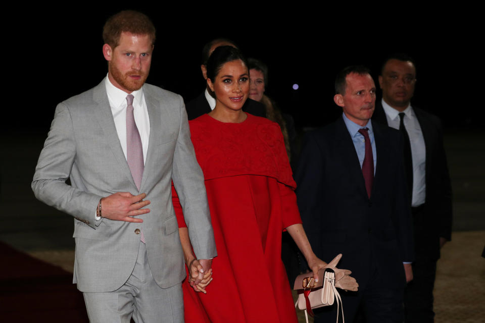 The Duke and Duchess of Sussex arrive in Morocco [Photo: Getty]