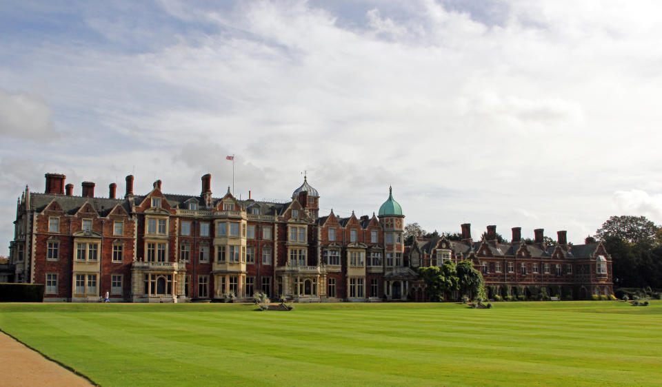 Sandringham, England - October 17, 2012: Sandringham House is the Queen's residence for a part of the year, including where the Royal Family spends Christmas together.  Situated on 60 acres of parks and gardens, it has been the Royal Family's country retreat since 1870.