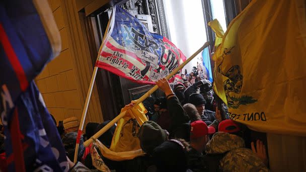 PHOTO: Protesters supporting President Donald Trump break into the U.S. Capitol in Washington, Jan. 06, 2021. (Win Mcnamee/Getty Images, FILE)