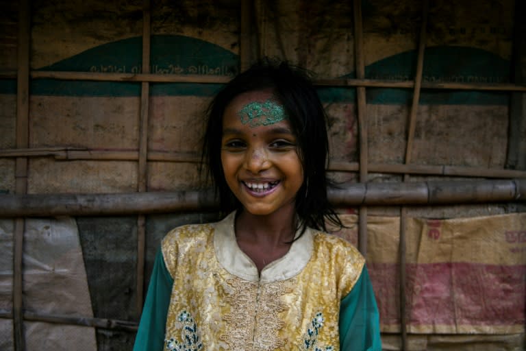 Young Rohingya refugee Rusna Akhtar, 11, during wedding celebrations in Kutupalong refugee camp near Cox's Bazar