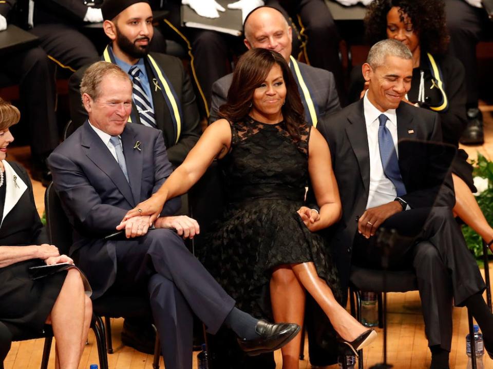 Michelle Obama and George W. Bush