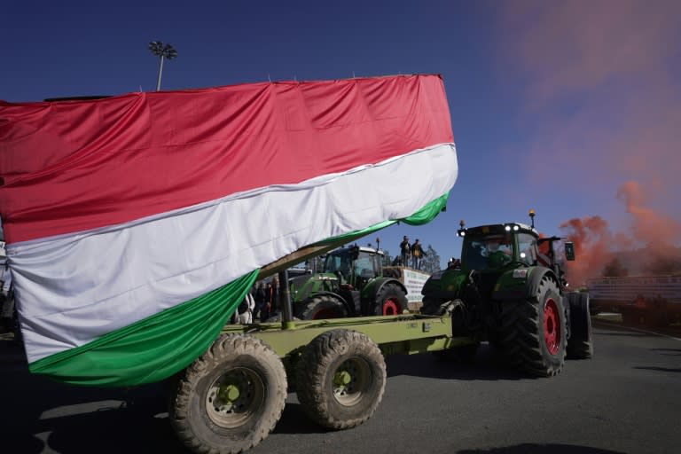 About 150 tractors gathered in Orte, about an hour north of Rome (Andrea Bernardi)