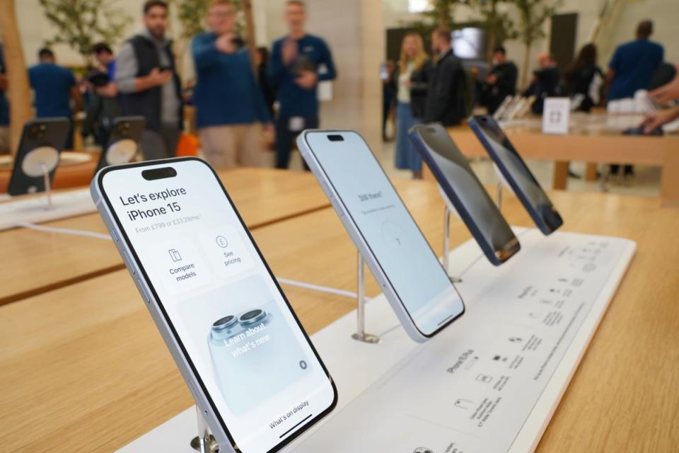 Apple launched the iPhone 15 at an event on September 12, and the phones will go on sale on September 22 (PA Wire)