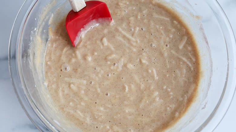 apple cupcake batter in bowl