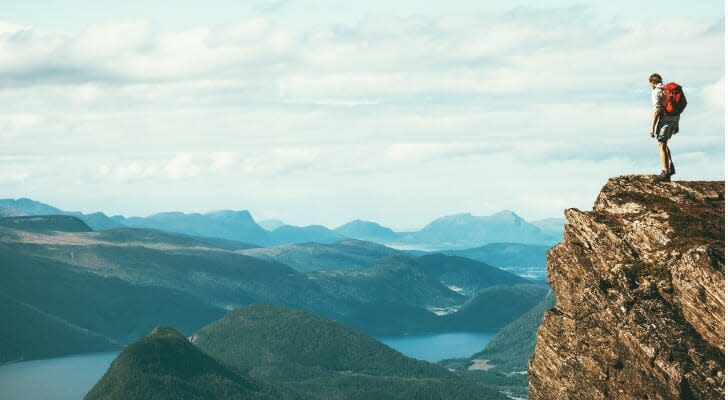 Man on cliff