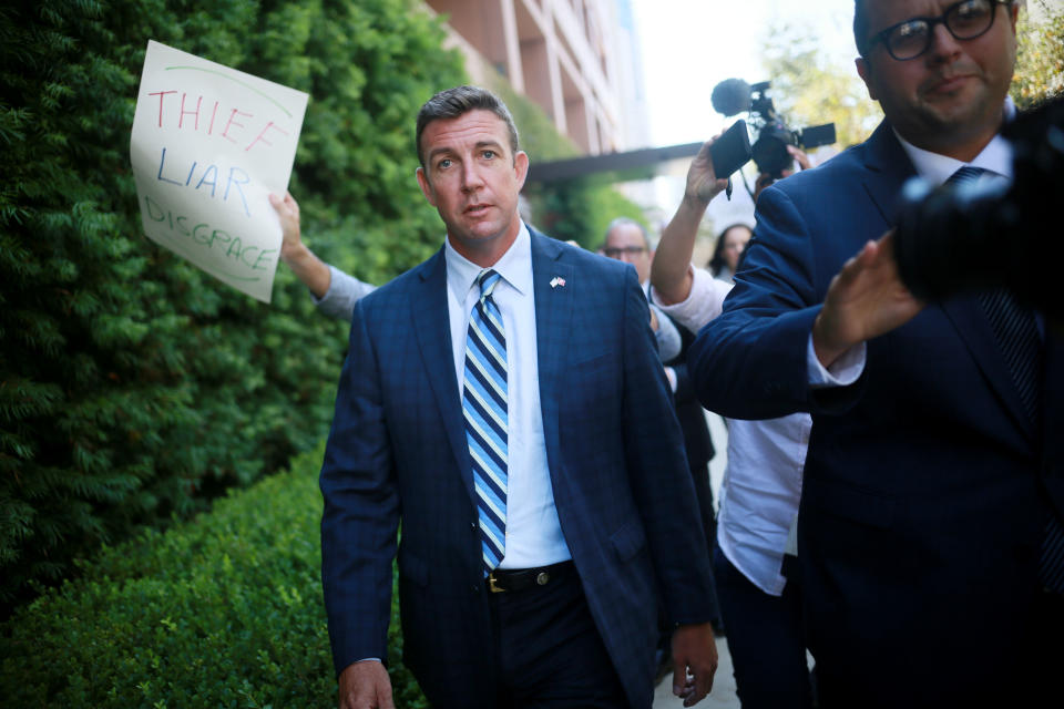 Rep. Duncan Hunter (R-Calif.) walks out of the San Diego Federal Courthouse on Aug. 23 after an arraignment hearing. (Photo: Sandy Huffaker via Getty Images)