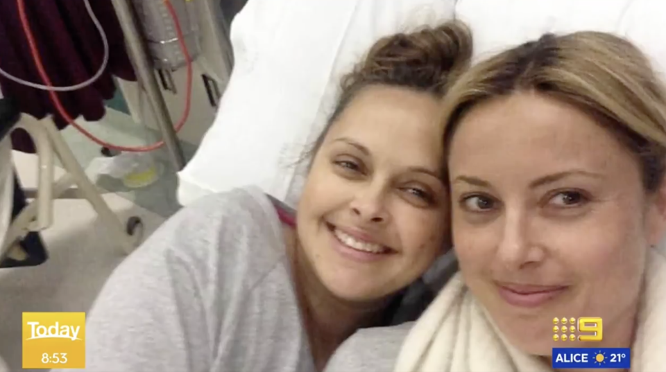 Allison Langdon and sister Kristen in hospital