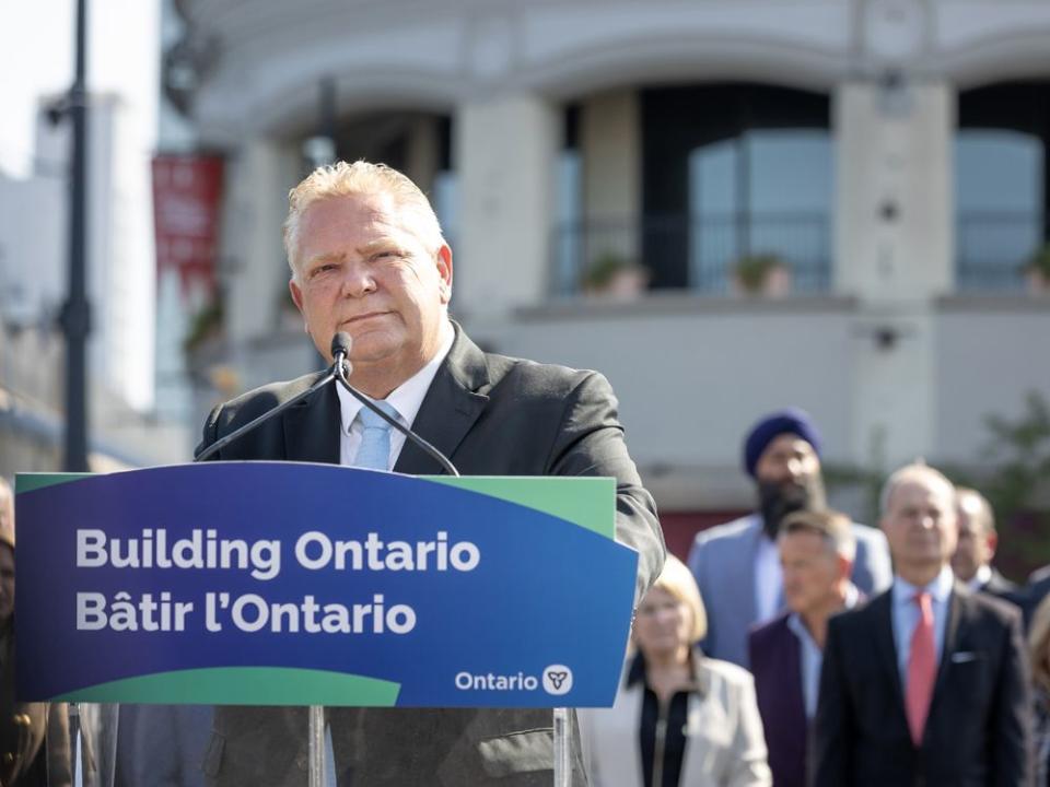  Ontario Premier Doug Ford announcing that he will be reversing his government’s decision to open the Greenbelt to developers during a press conference in Niagara Falls, Ont., on Sept. 21, 2023.