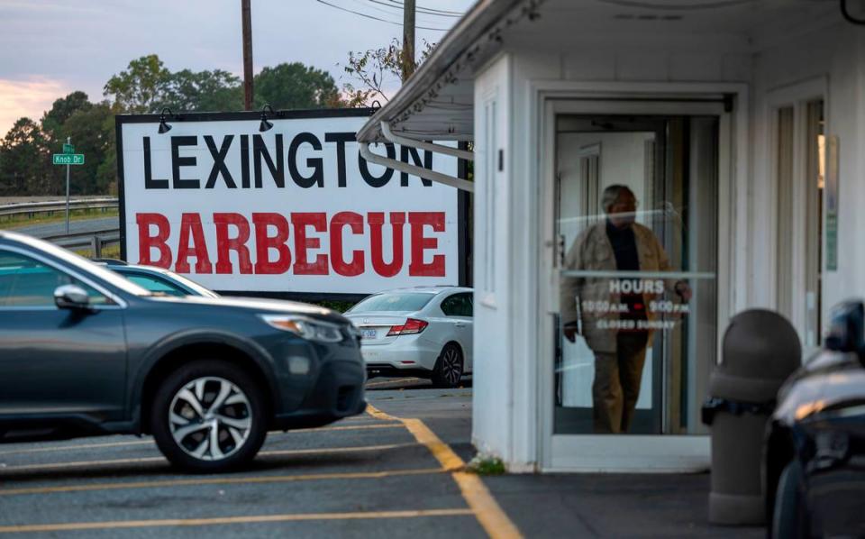 Patrons arrive for the evening meal at Lexington Barbecue on Monday, October 9, 2023 in Lexington, N.C.