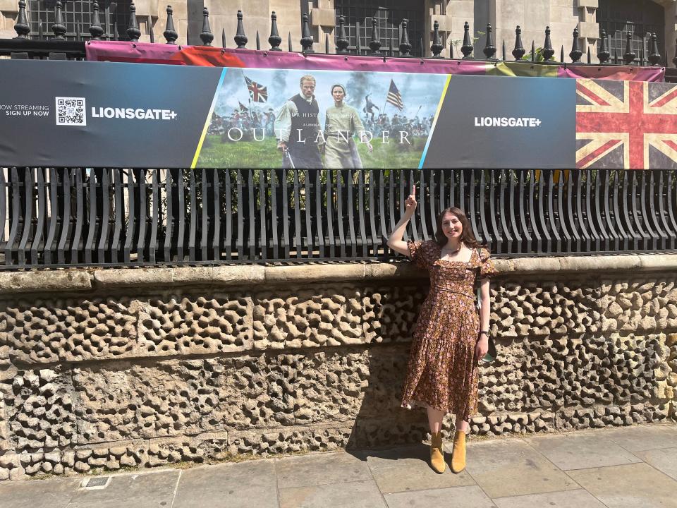 At the entrance at the "Outlander: The Experience" event.