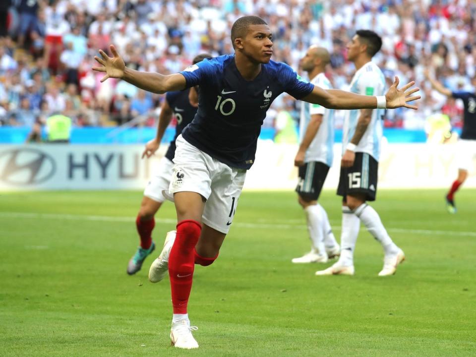 Kylian Mbappe stood up on the world stage against Argentina in 2018 (Getty Images)