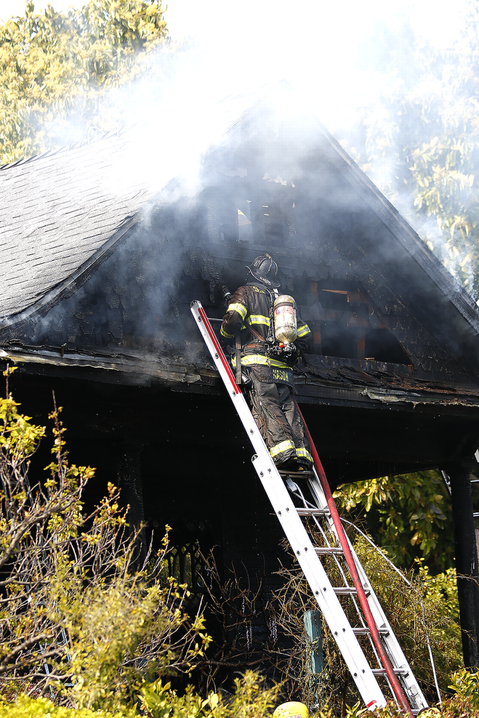 A structure fire reportedly started on the porch at a residence on the 1100 block of Buchon Street in San Luis Obispo, March 31, 2023.