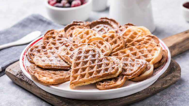 Homemade heart-shaped waffles