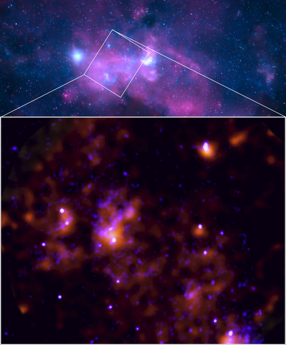 clouds of purple gas in space