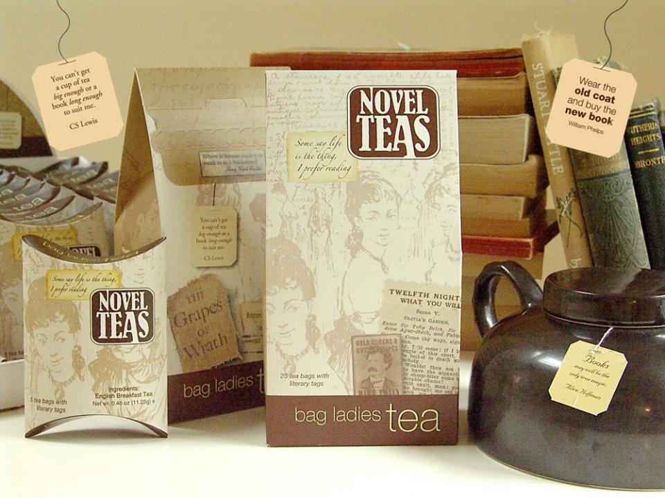 bag ladies bag of novel quote tea bags, best gifts for book lovers