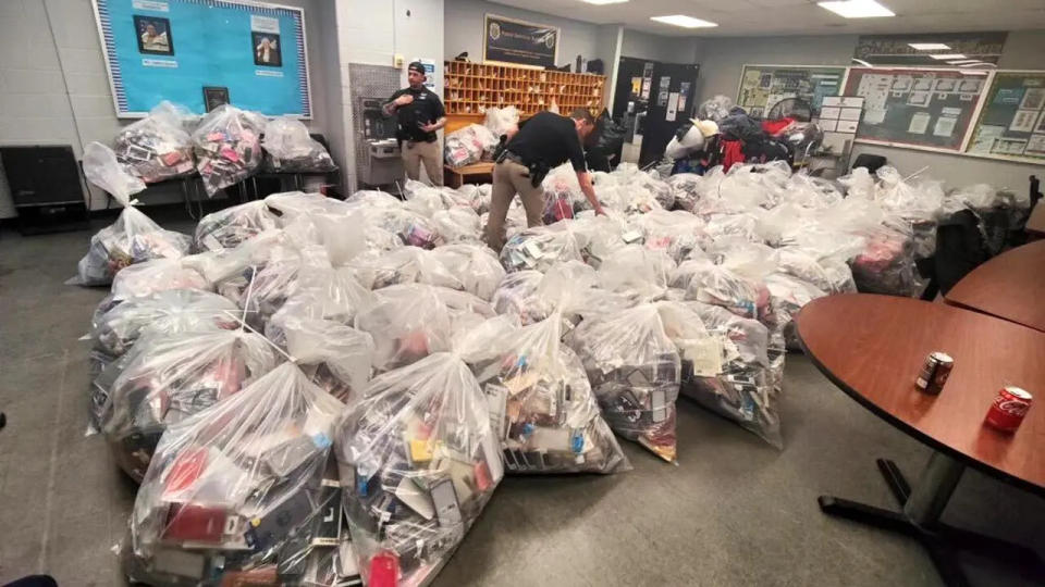 Goods confiscated by the NYPD from illegal vendors