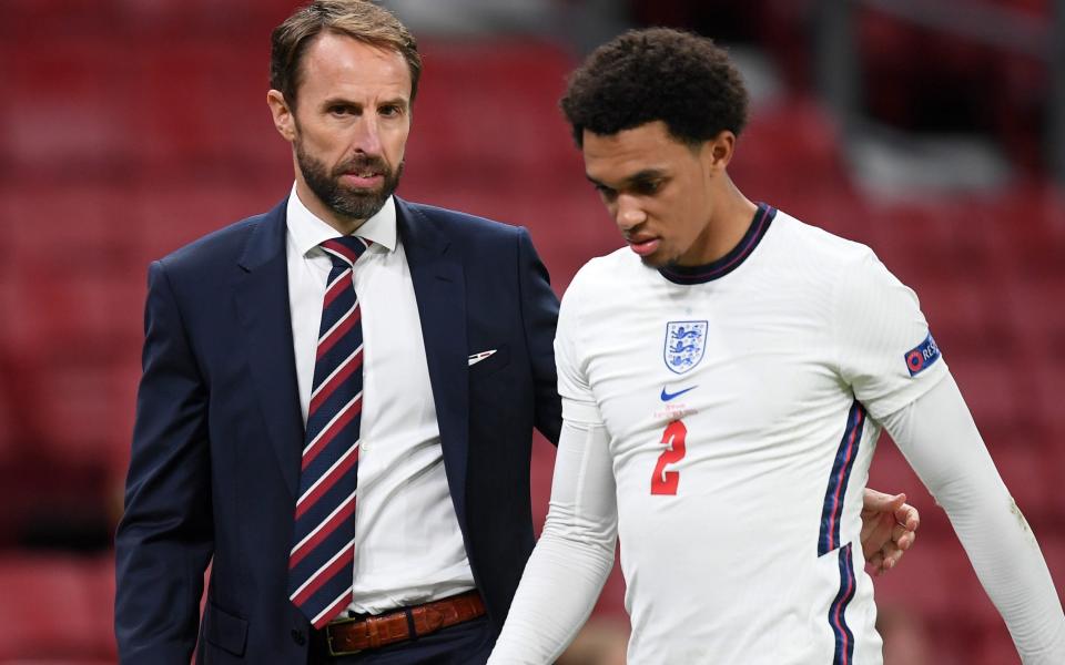 Gareth Southgate and Trent Alexander-Arnold - England vs Andorra, World Cup 2022 qualifier: What time is kick-off, what TV channel is it on and what is our prediction? - GETTY IMAGES