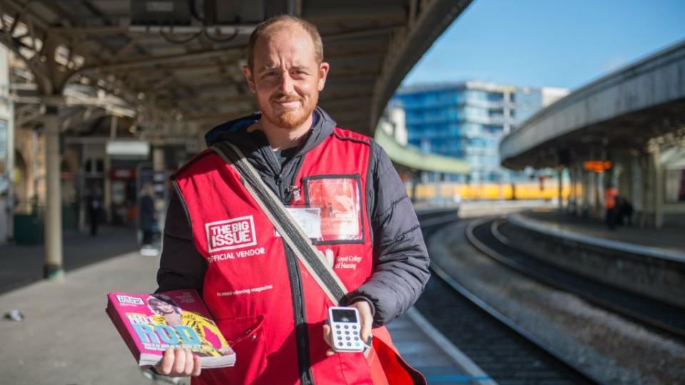 Big Issue magazine vendor Mike Hall.