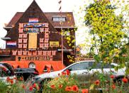 A neighbourhood is decorated in orange for Euro 2020 in The Hague