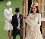 <p>Duchess Kate wore this custom soft yellow Alexander McQueen dress coat twice: to Prince George's christening in October 2013 and to a garden party in May 2016. </p>