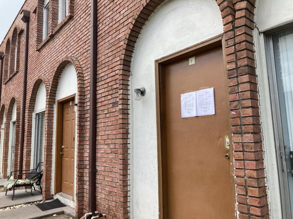 Eviction notices like this one at an apartment door along Jacksonville's Bourbon Alley South have been posted at thousands of area rental homes, some after people lost jobs due to the COVID-19 pandemic.