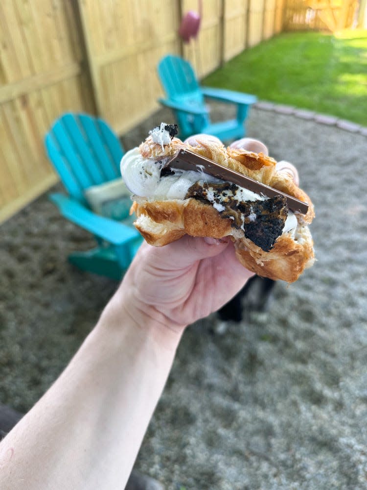 Croissant s’mores, which have gone viral on TikTok, are made with marshmallows, chocolate and croissants.