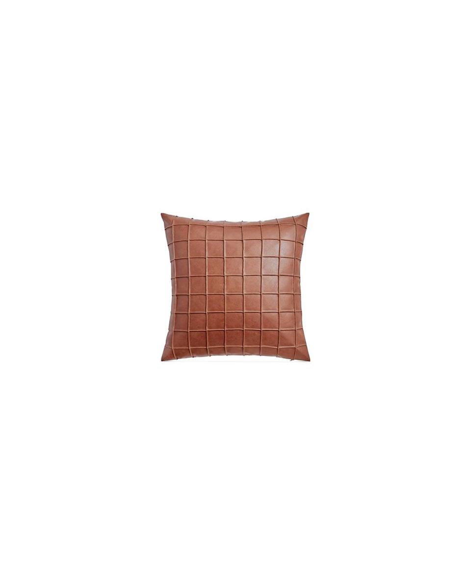 7) Akwaaba Inns for Hotel Collection Pleated Faux Leather Decorative Pillow