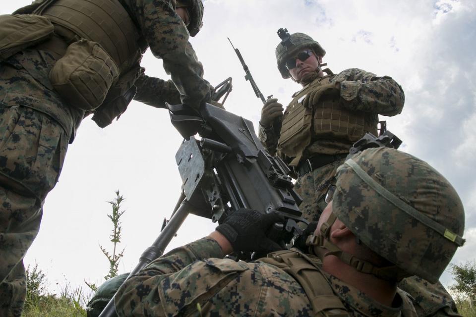 US Marines Bulgaria high-angle Mark 19 grenade launcher