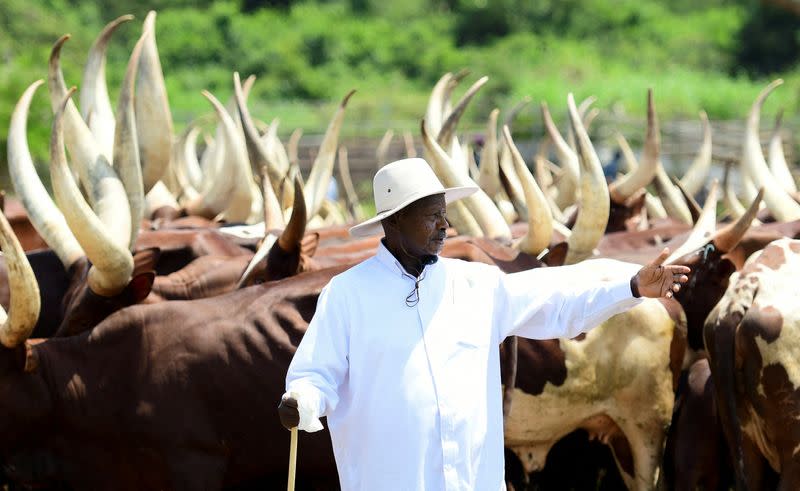 Uganda's President Yoweri Museveni wants trade barriers to come down, in Kisozi